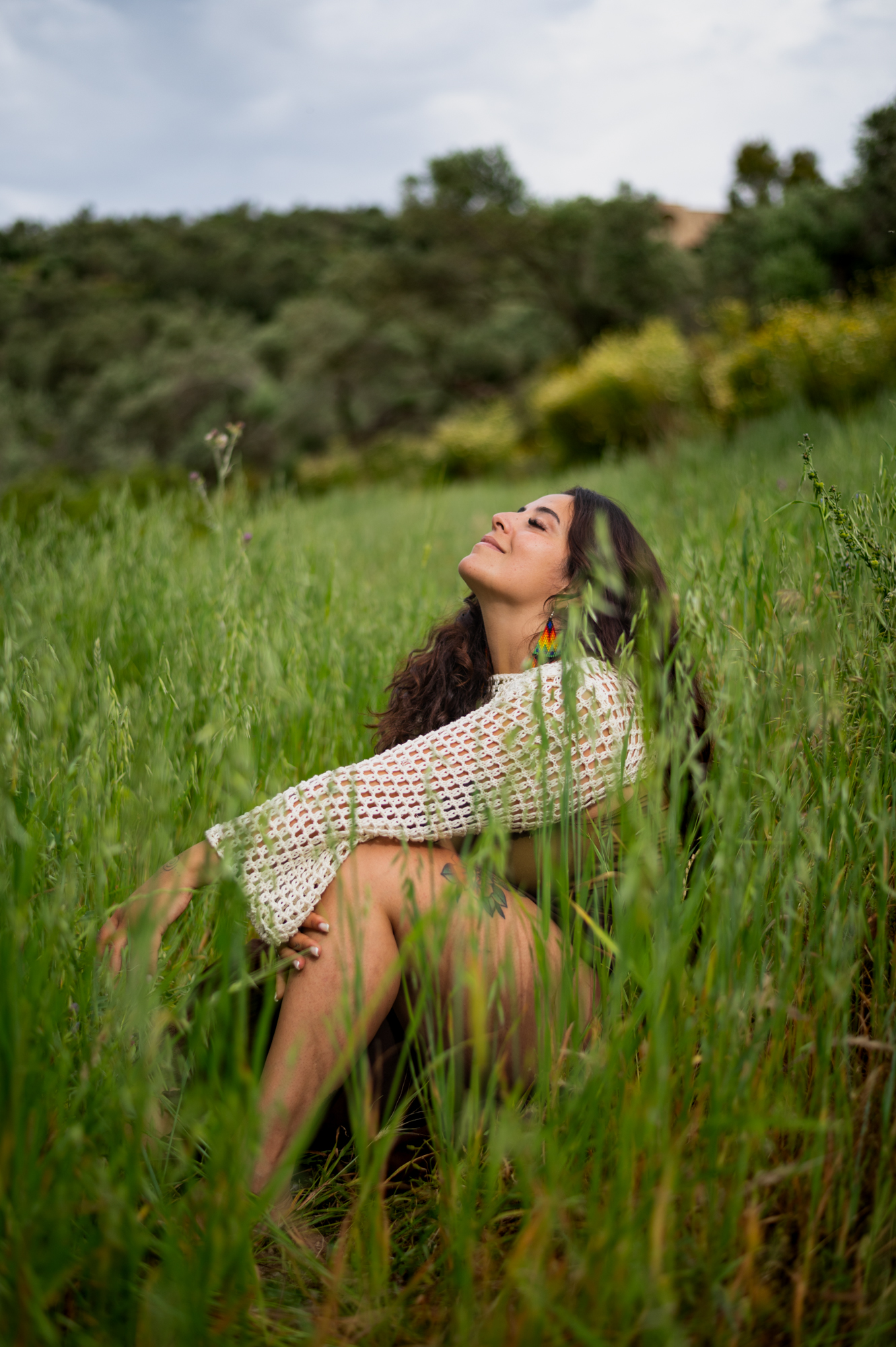 Portrait resting in tall grass, Crete