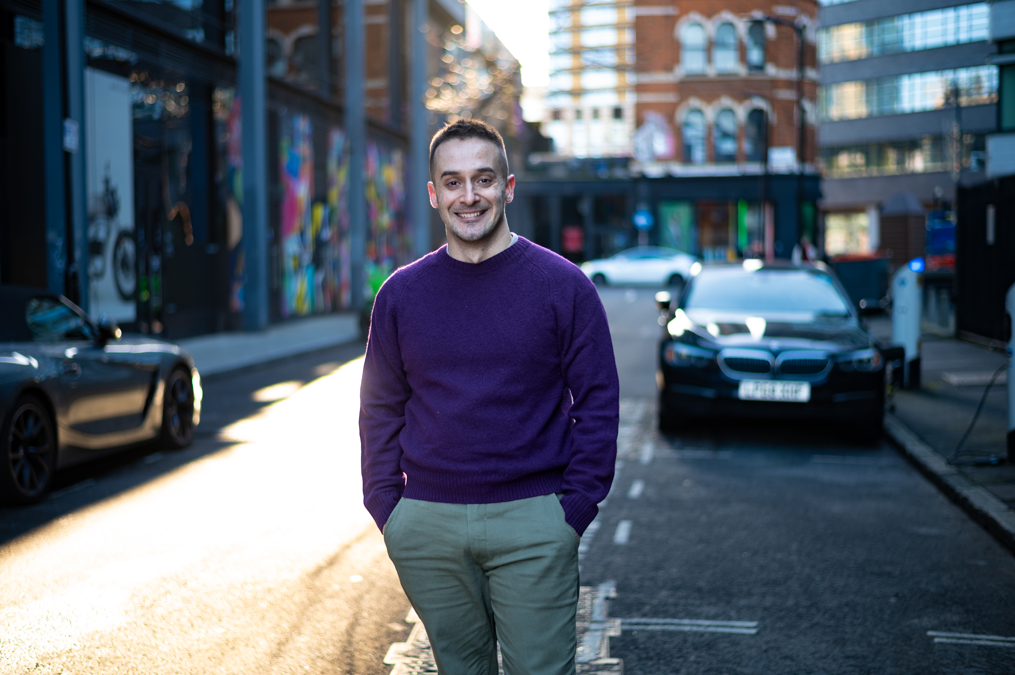 Portrait on a sunlit London street